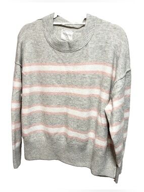 Soho & Stella Women's Gray & Pink Stripe Crewneck Sweater
